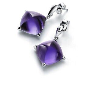 Baccarat Médicis Silver Earrings – Purple Crystal, Never Worn